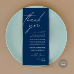 Minimalist Wedding Place Setting Thank You Card<br><div class="desc">This is the Modern editable card, in minimalist script design, classy navy blue theme, Place Setting Thank You Cards. Share the love and show your appreciation to your guests, when they sit down at their seat and read this personalised charming thank you place setting card. It's a wonderful way to...</div>