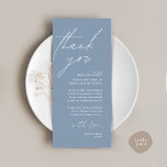 Minimalist Wedding Place Setting Thank You Card<br><div class="desc">This is the Modern editable card, in minimalist script design, dusty blue theme, Place Setting Thank You Cards. Share the love and show your appreciation to your guests, when they sit down at their seat and read this personalised charming thank you place setting card. It's a wonderful way to kick...</div>