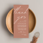 Minimalist Wedding Place Setting Thank You Card<br><div class="desc">Share the love and show your appreciation to your guests, when they sit down at their seat and read this personalised charming thank you place card in terracotta brown earthy themed. It's a wonderful way to kick off your special day celebration! This card is sure to set the tone for...</div>