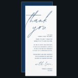 Minimalist Wedding Place Setting Thank You Card<br><div class="desc">This is the Modern editable card, in minimalist script design, navy blue theme, Place Setting Thank You Cards. Share the love and show your appreciation to your guests, when they sit down at their seat and read this personalised charming thank you place setting card. It's a wonderful way to kick...</div>