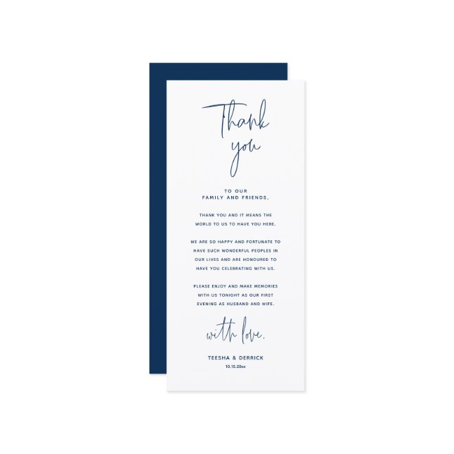 Minimalist Wedding Place Setting Thank You Card (Front/Back In Situ)