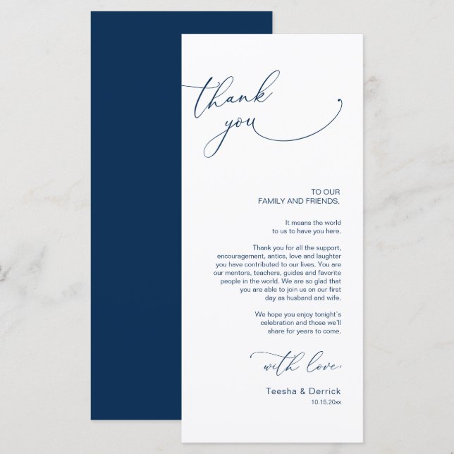 Minimalist Wedding Place Setting Thank You Card (Front/Back)