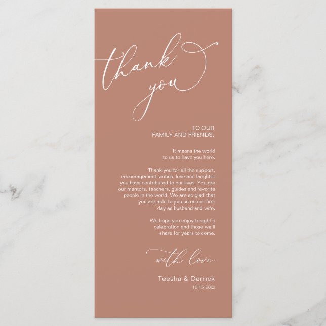 Minimalist Wedding Place Setting Thank You Card (Front)
