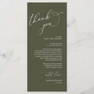 Minimalist Wedding Place Setting Thank You Card