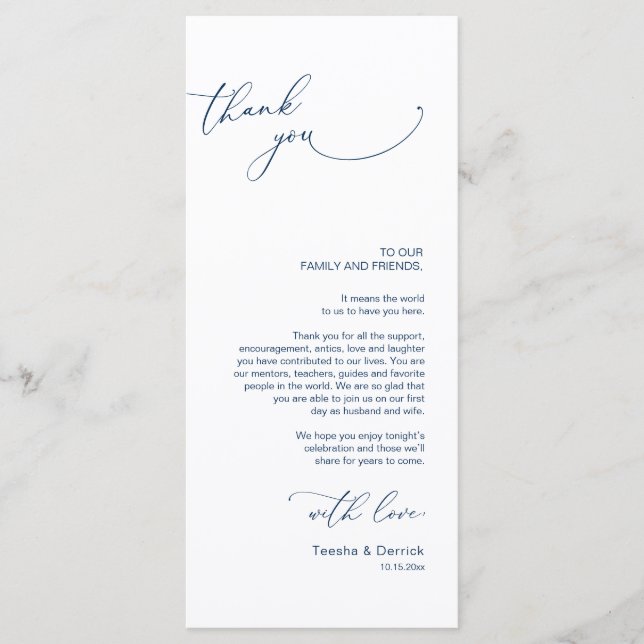 Minimalist Wedding Place Setting Thank You Card (Front)