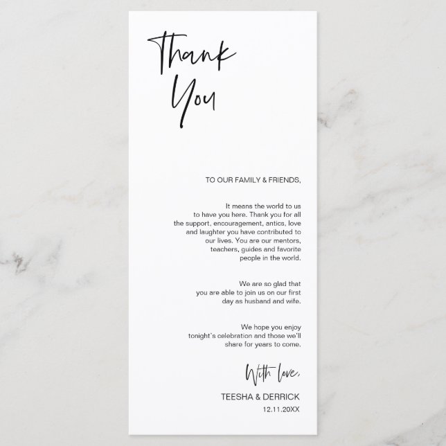 Minimalist, Wedding Place Setting Thank You Cards (Front)