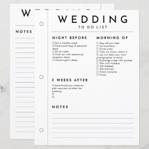 Minimalist Wedding Planner Night Before After Page