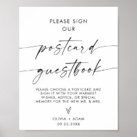 Minimalist Wedding Postcard Guestbook Sign, Modern