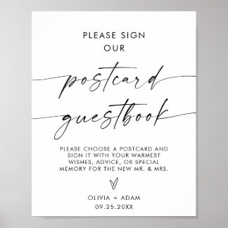 Minimalist Wedding Postcard Guestbook Sign, Modern