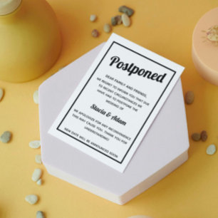 Minimalist Wedding Postponed Postcard