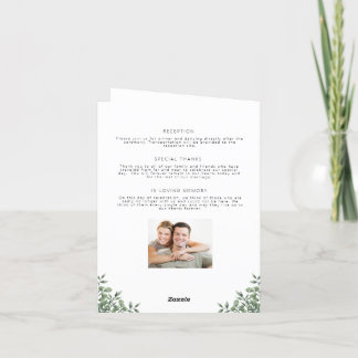 Minimalist Wedding Program Folded Floral Thank You Card