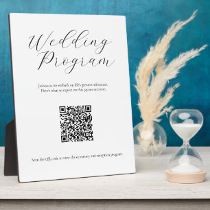 Minimalist Wedding Program Sign with QR Code Plaque