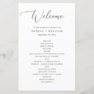 Minimalist Wedding Program with Classic Typography