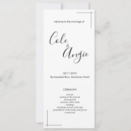 Minimalist Wedding Program with Crossed Borders