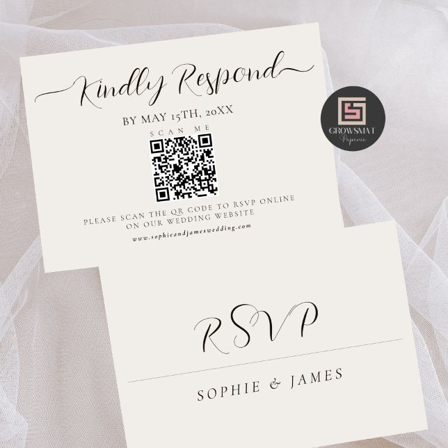 Minimalist Wedding QR Code Calligraphy RSVP Card (Minimalist Wedding QR Code Calligraphy RSVP Card)