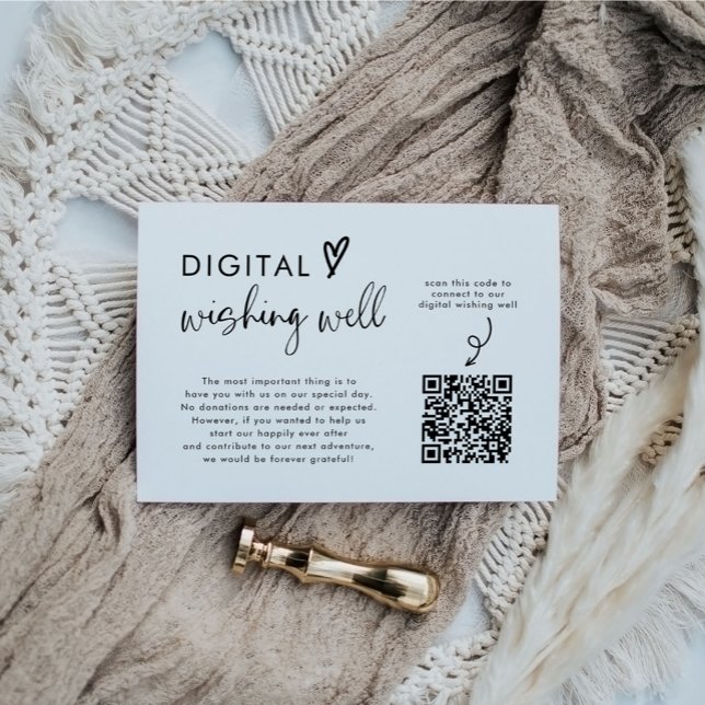 Minimalist Wedding QR Code Digital Wishing Well Enclosure Card (Creator Uploaded)