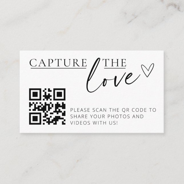 Minimalist Wedding QR Code Photo Collector Card (Front)