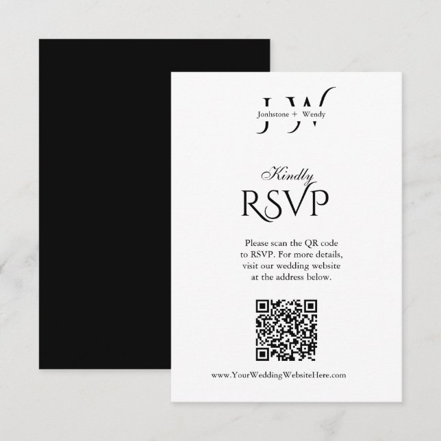 Minimalist Wedding QR Code RSVP Card (Front/Back)