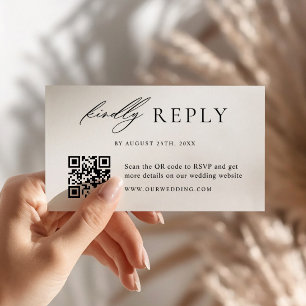 Minimalist Wedding QR Code RSVP Enclosure Card