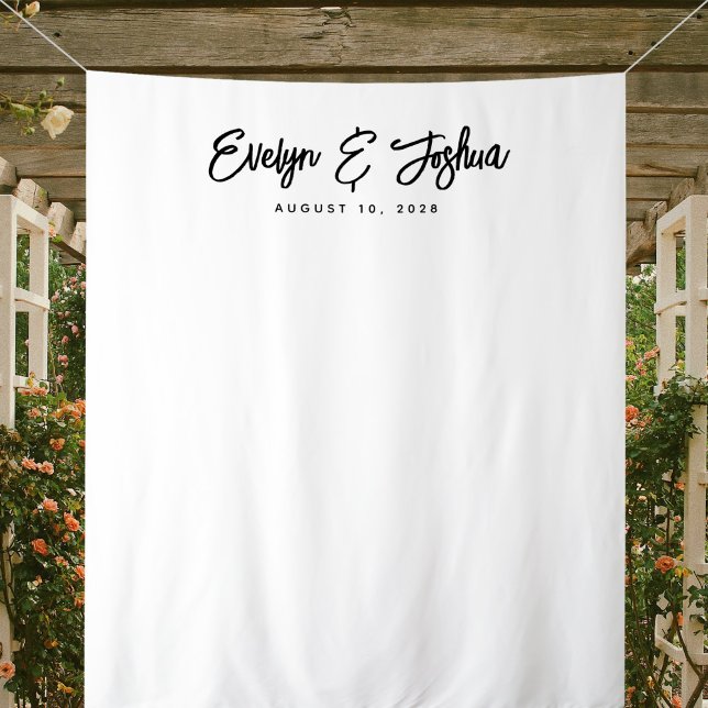 Minimalist Wedding Reception Decor Backdrop Tapestry (Photo Backdrop Tapestry for Wedding, Anniversary, Rehearsal Dinner)