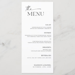 Minimalist Wedding Reception Dinner Menu