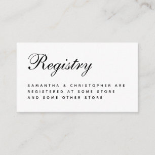Minimalist Wedding Registry Simple Black & White Enclosure Card