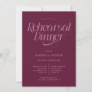 Minimalist Wedding Rehearsal Dinner Cranberry Invitation
