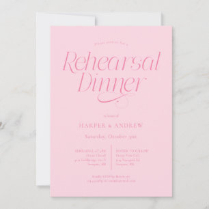 Minimalist Wedding Rehearsal Dinner Pink Invitation