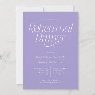 Minimalist Wedding Rehearsal Dinner Violet Invitation