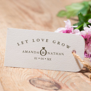 Minimalist Wedding Ring Heart Names and Date Rubber Stamp