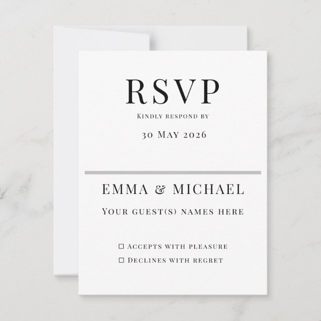 Minimalist Wedding RSVP Card | Elegant Editable (Front)