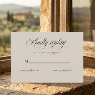 Minimalist Wedding RSVP Card Elegant Script