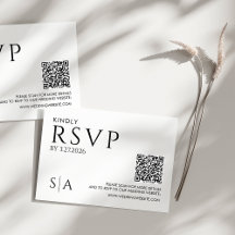 Minimalist Wedding RSVP Card in Black and White