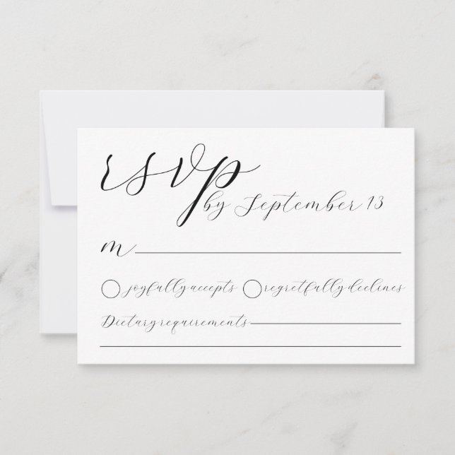 Minimalist Wedding RSVP Card | Simple Black &White (Front)
