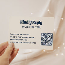 Minimalist Wedding RSVP Card with QR Code