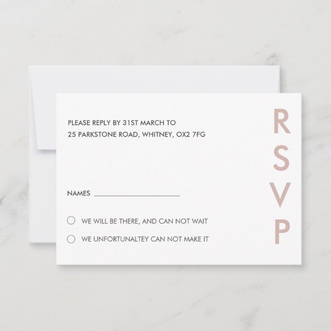 Minimalist Wedding RSVP Cards (Front)