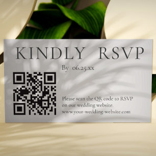 Minimalist Wedding RSVP Online With QR Code Enclosure Card