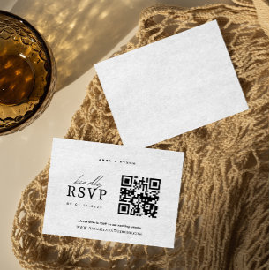 Minimalist Wedding RSVP with QR Code Enclosure Card