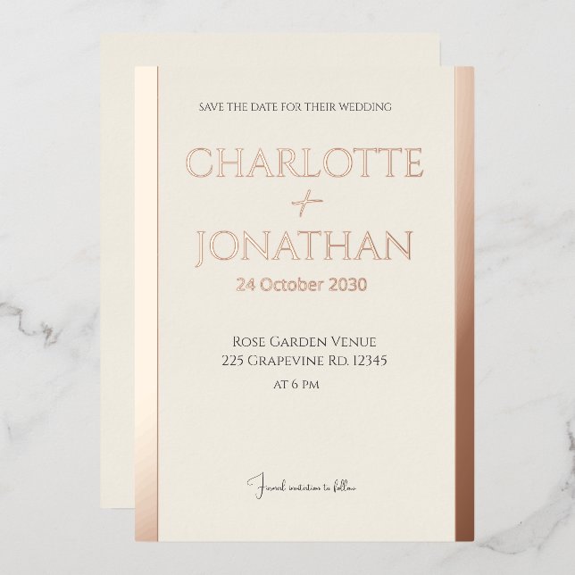 Minimalist Wedding Save the date    (Front/Back)