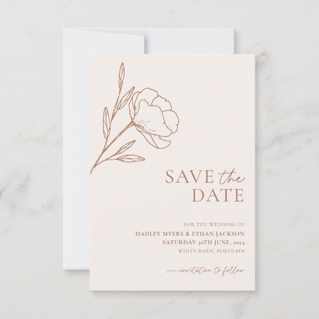 Minimalist Wedding Save the Date Botanical Boho (Front)