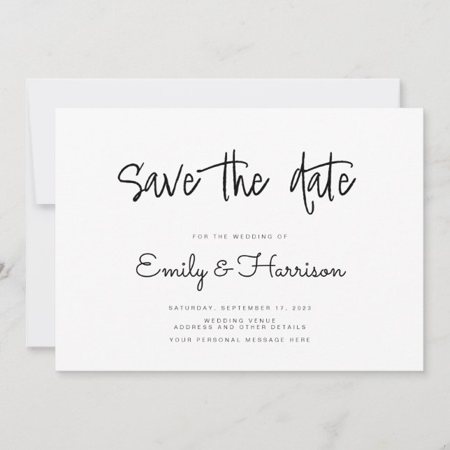 Minimalist Wedding Save the Date Card (Front)