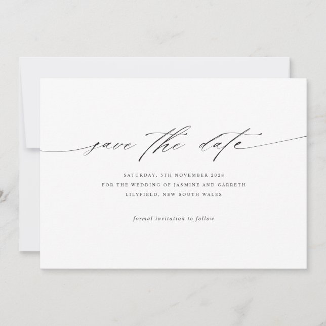 Minimalist Wedding Save The Date Card (Front)