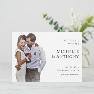 Minimalist Wedding Save the Date Card with Photo