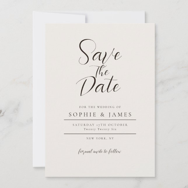 Minimalist Wedding Save The Date  Invitation (Front)