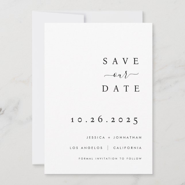 Minimalist Wedding Save The Date Invitation (Front)