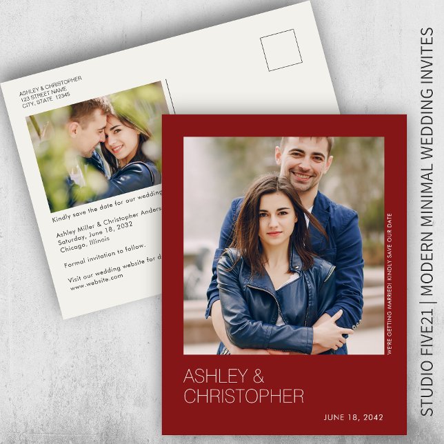 Minimalist Wedding Save-the-Date Photo Postcard (Creator Uploaded)