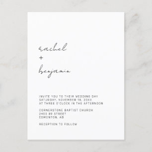 Minimalist Wedding Script Modern Simple Typography Postcard