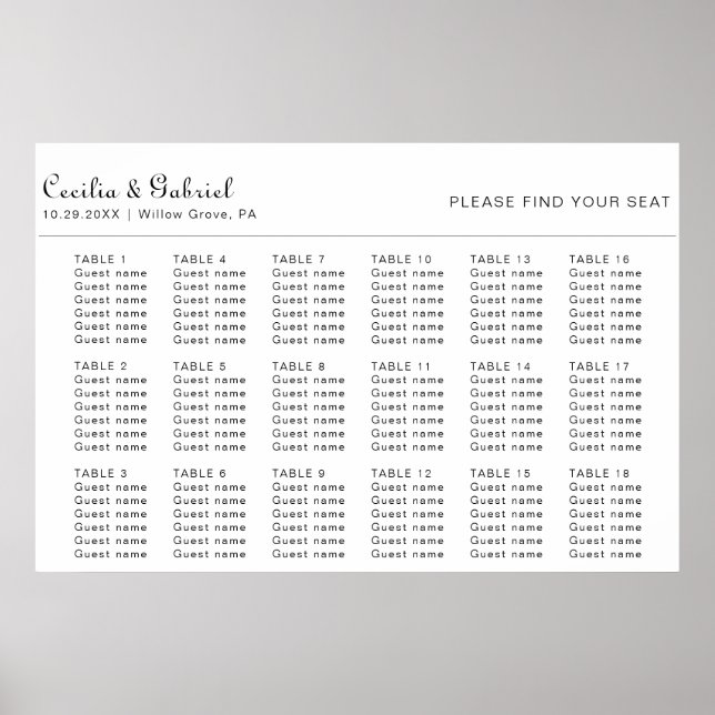 Minimalist Wedding Seating Chart (Front)