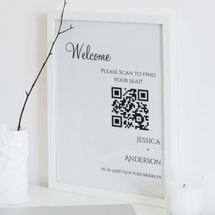 Minimalist wedding seating chart Qr Code Sign