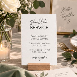 Minimalist Wedding Shuttle Service Transportation Card